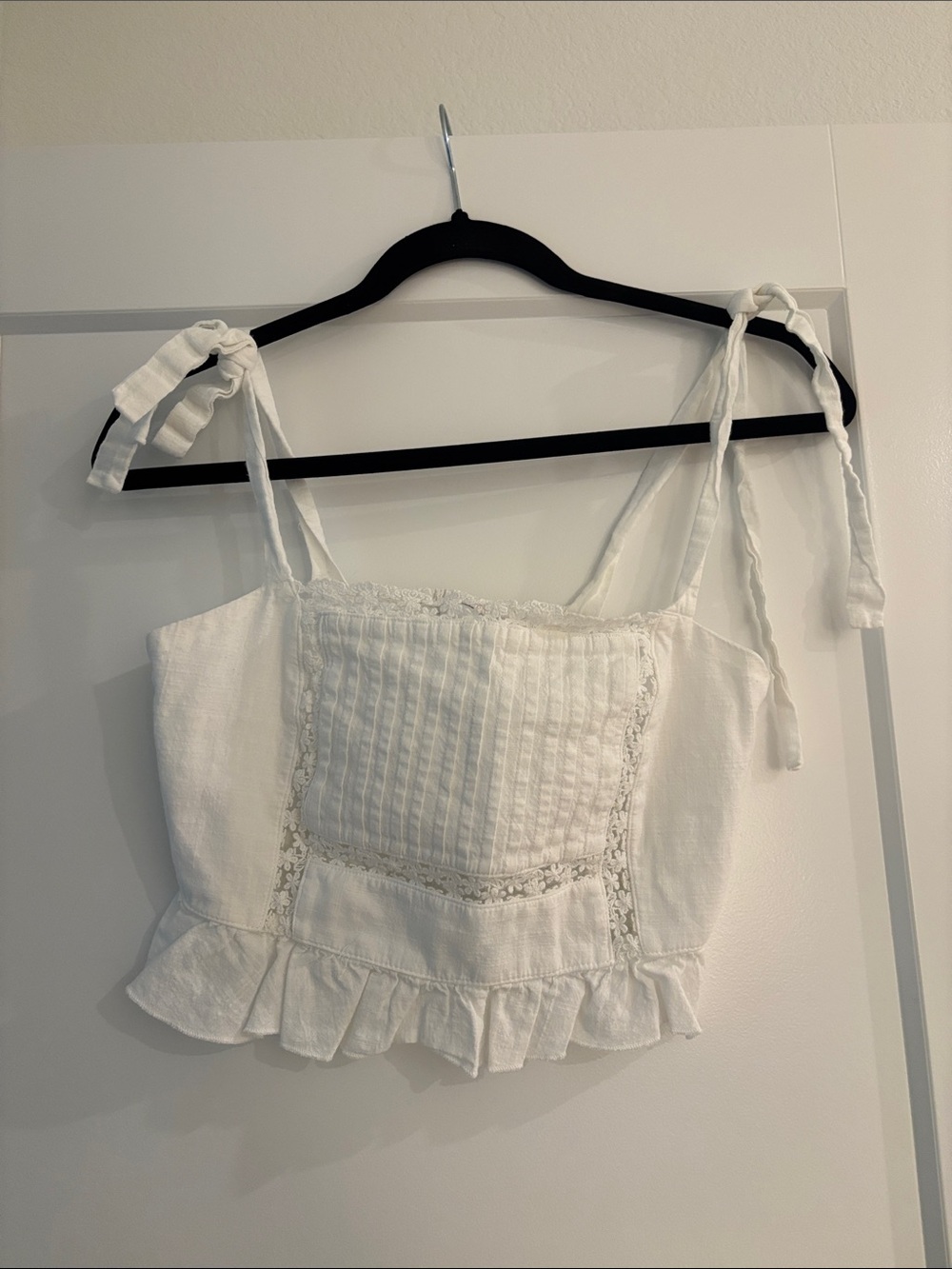 Princess Polly 100% Cotton White Lace Panel Tank Top